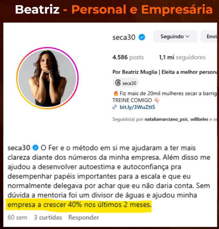 Depoimento de Beatriz, personal e empresária